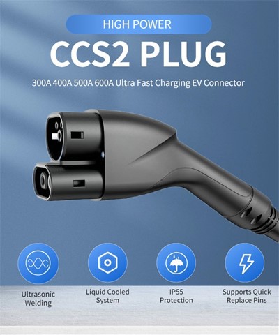 Liquid Cooled 500A HPC DC Charging Connector